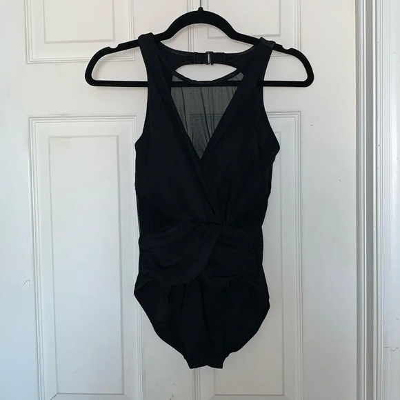 Aqua Green Sheer Ruched One Piece Swimsuit - Picture 3 of 9